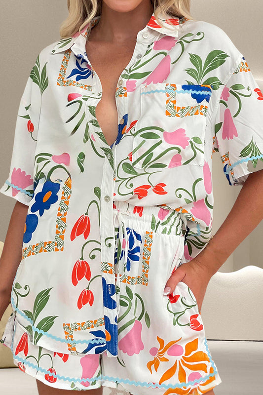 “The Puchi” Printed Button Up Half Sleeve Top and Shorts Set