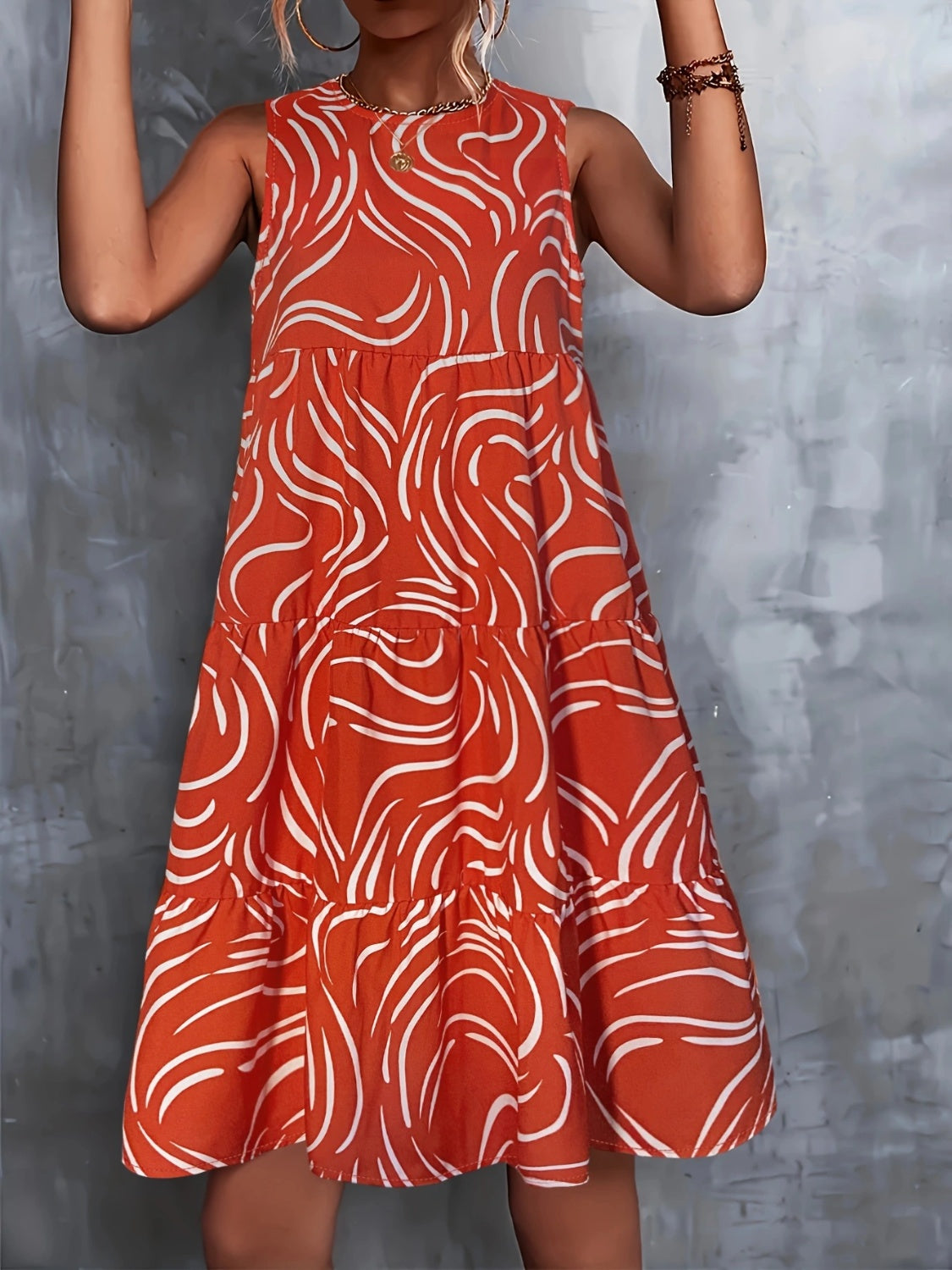 “The Changer” Printed Round Neck Sleeveless Dress