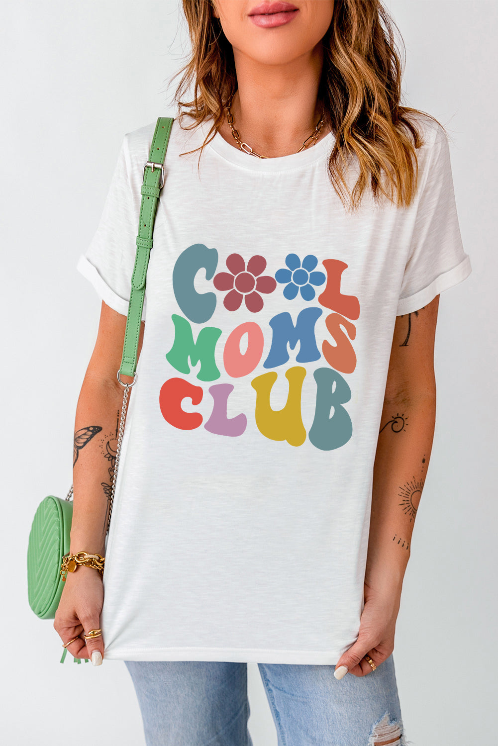 “The COOL MOMS” CLUB Round Neck Short Sleeve T-Shirt