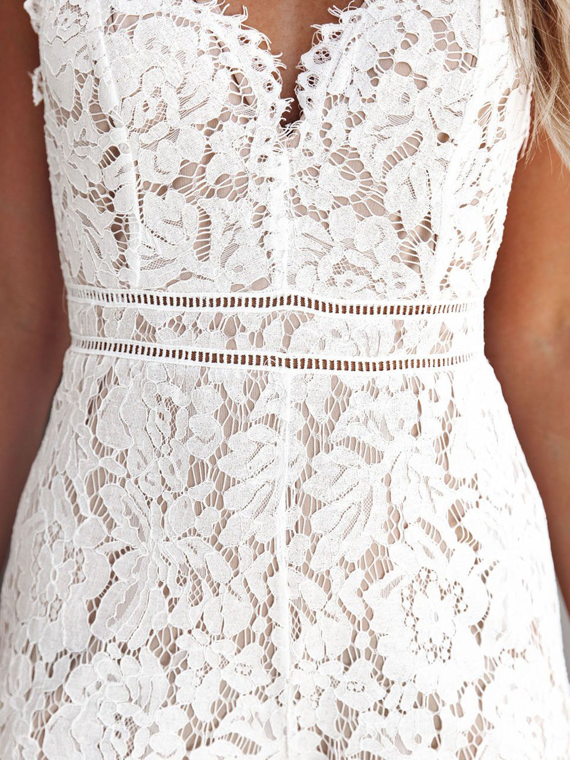 “The Detailed Deliberation” Lace V-Neck Spaghetti Strap Jumpsuit