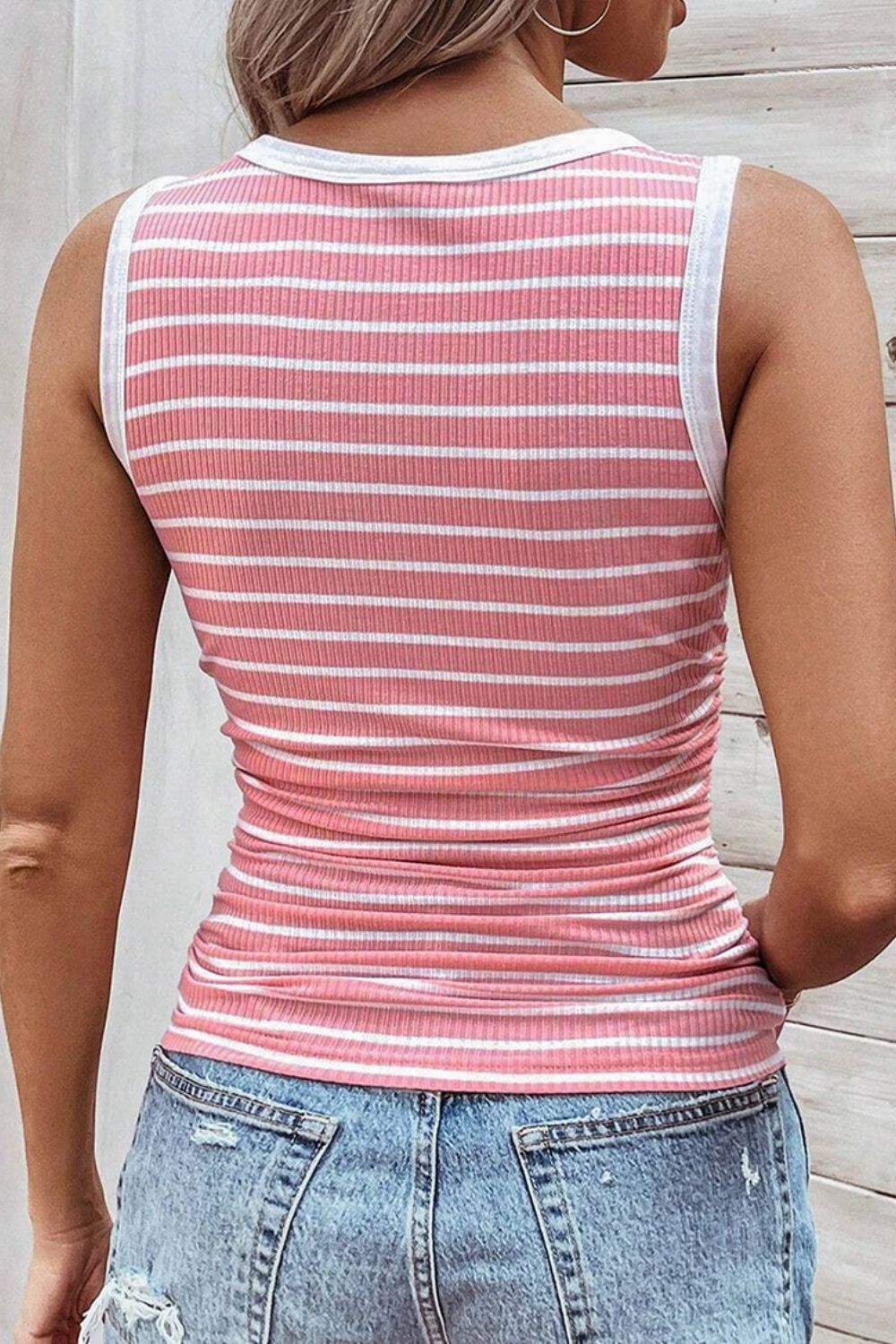 “The Swipe Stripes”Striped Round Neck Tank