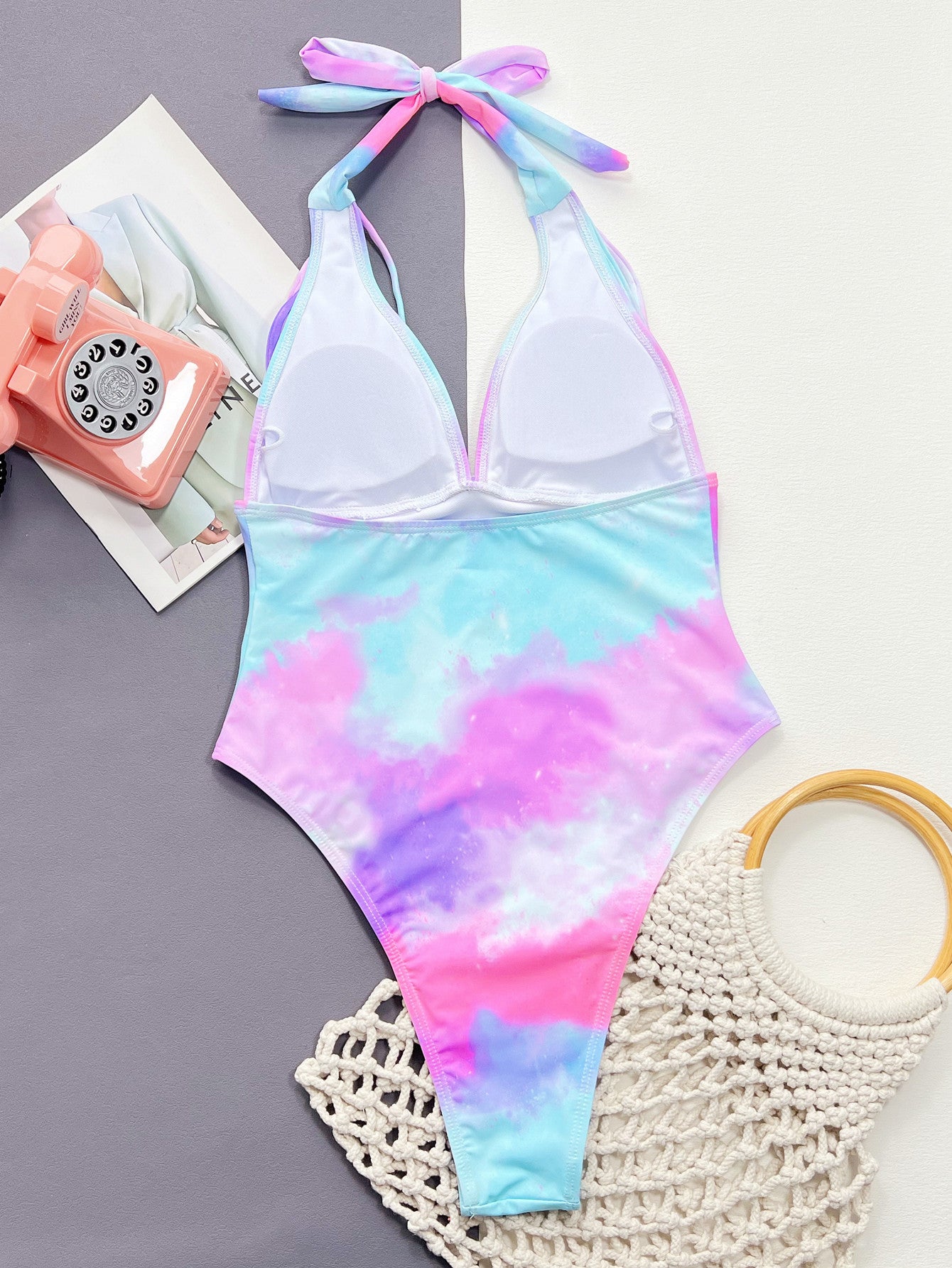 “The UniMer” Tie-Dye Halter Neck One-Piece Swimsuit