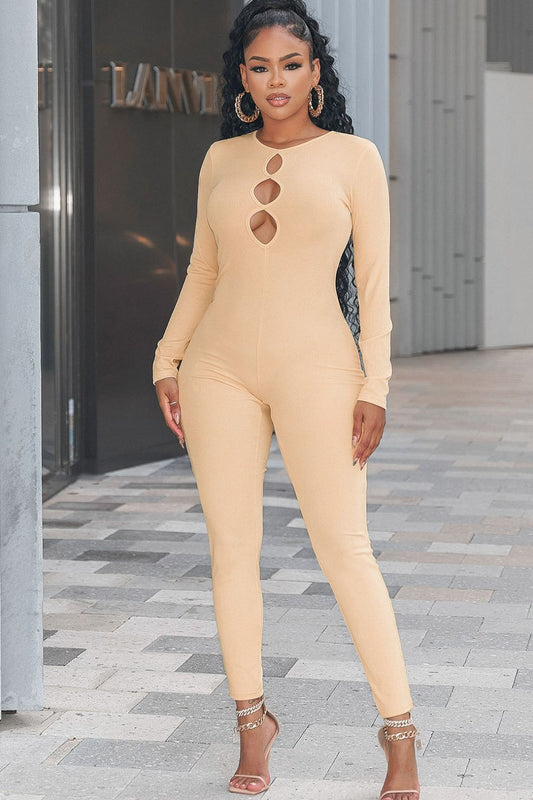 “The Yeah Its Me” Cutout Round Neck Jumpsuit