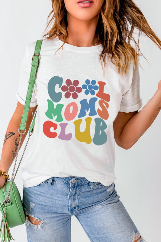 “The COOL MOMS” CLUB Round Neck Short Sleeve T-Shirt