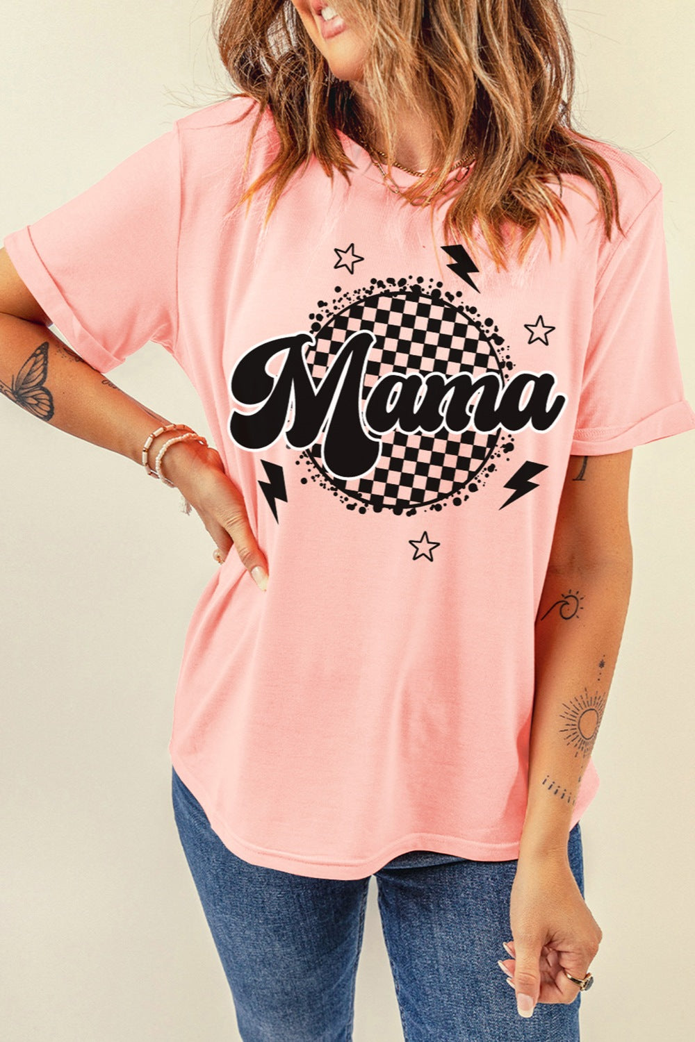 “The racer MAMA” Round Neck Short Sleeve T-Shirt