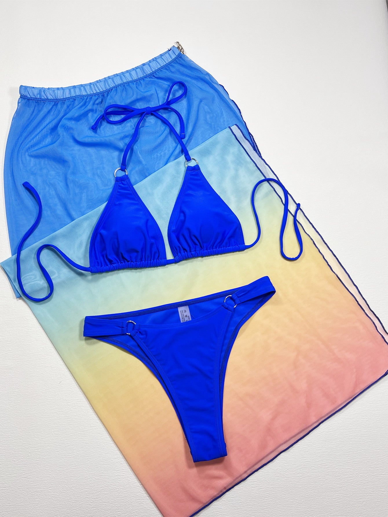 “The Lagoon” Gradient Halter Neck Three-Piece Swim Set