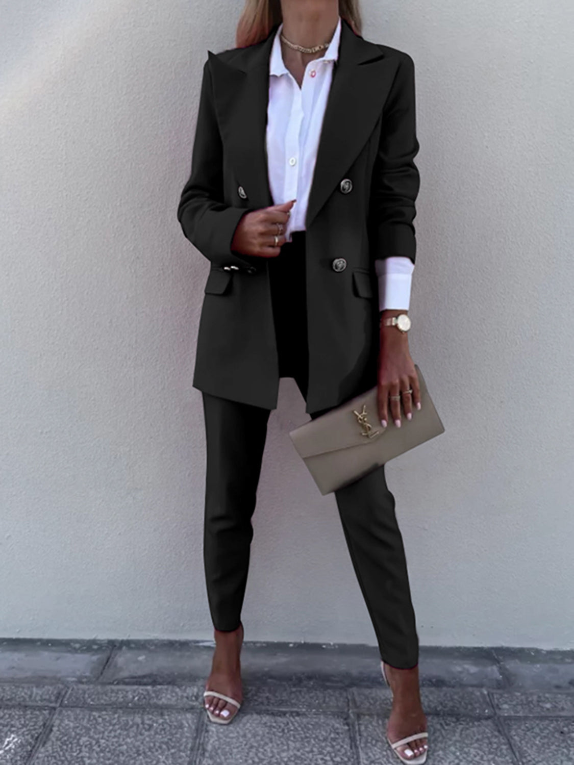 “The Sheik Boss” Lapel Collar Long Sleeve Blazer and Pants Set