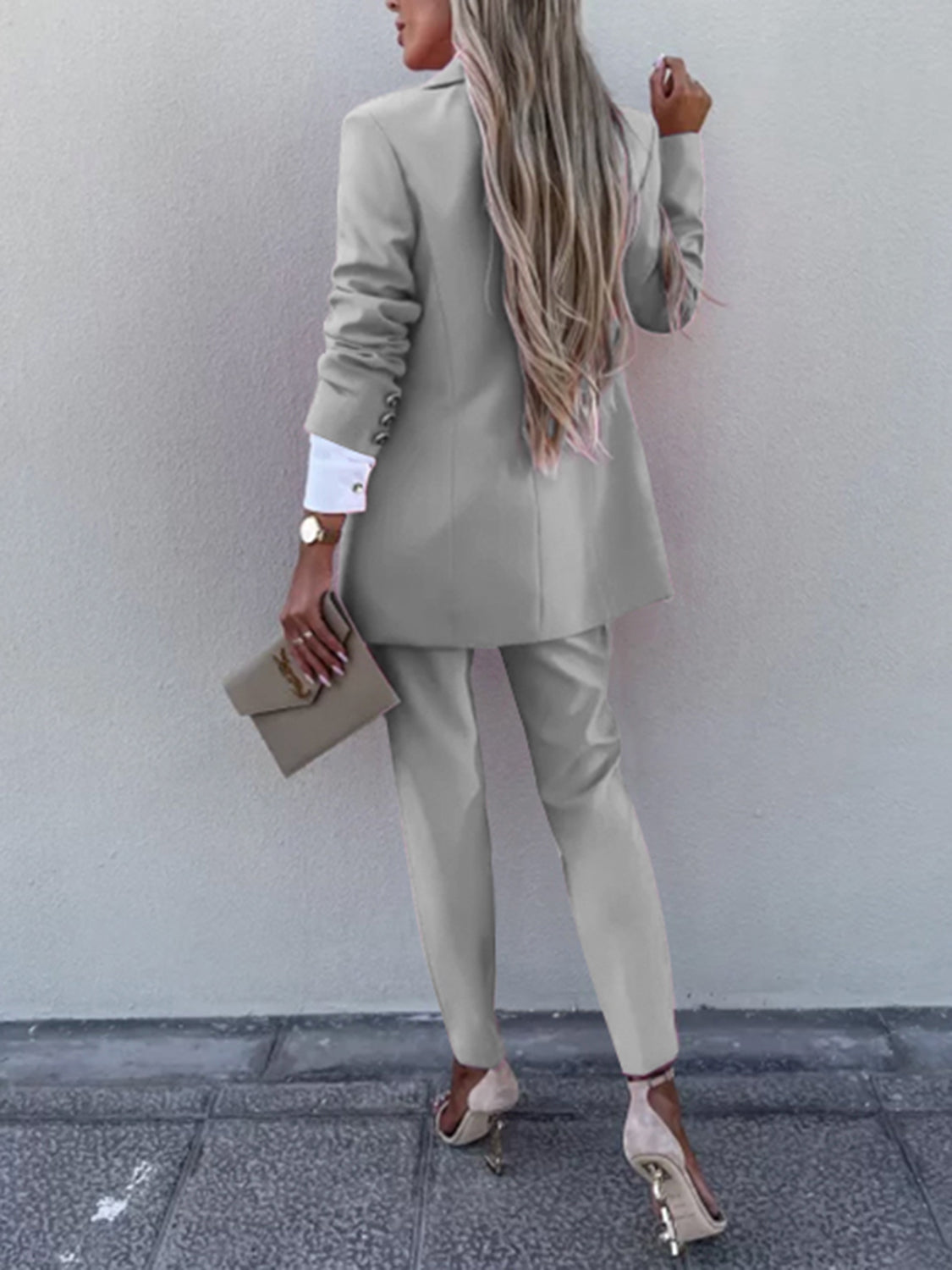 “The Sheik Boss” Lapel Collar Long Sleeve Blazer and Pants Set