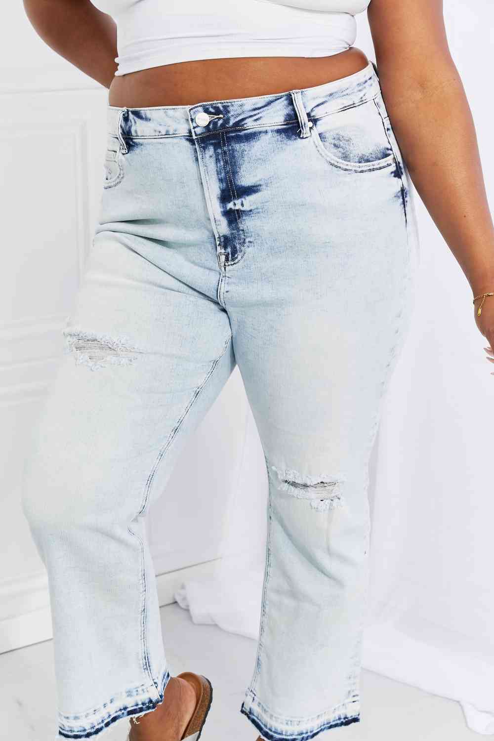 “The Critic” Full Size Camille Acid Wash Crop Straight Jeans