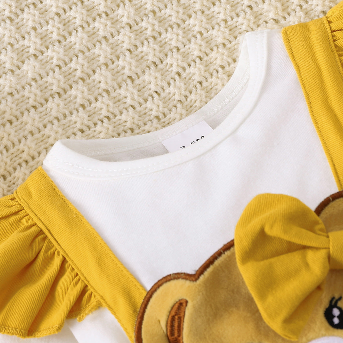 “Brickie Girls: The Bear Bow” Tie Skirt Bear Detail Round Neck Dress