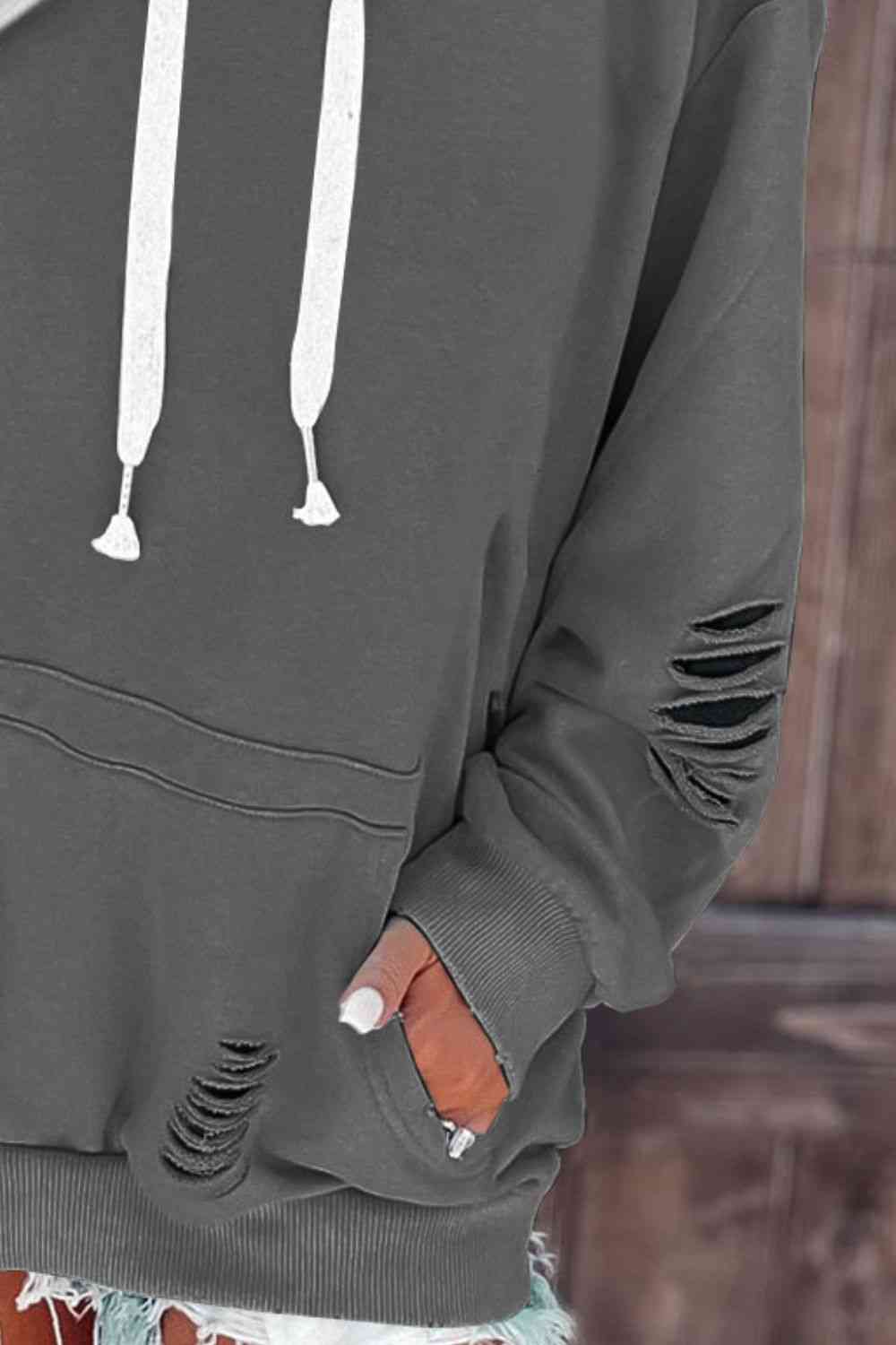 “The Dropout” Cutout Dropped Shoulder Hoodie