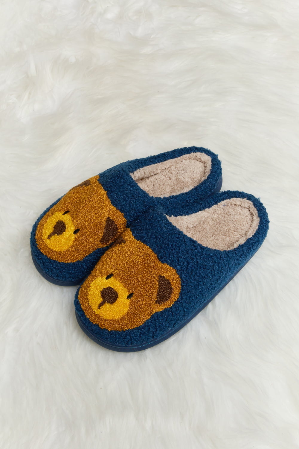 “The Teddy Bear” Print Plush Slide Slippers