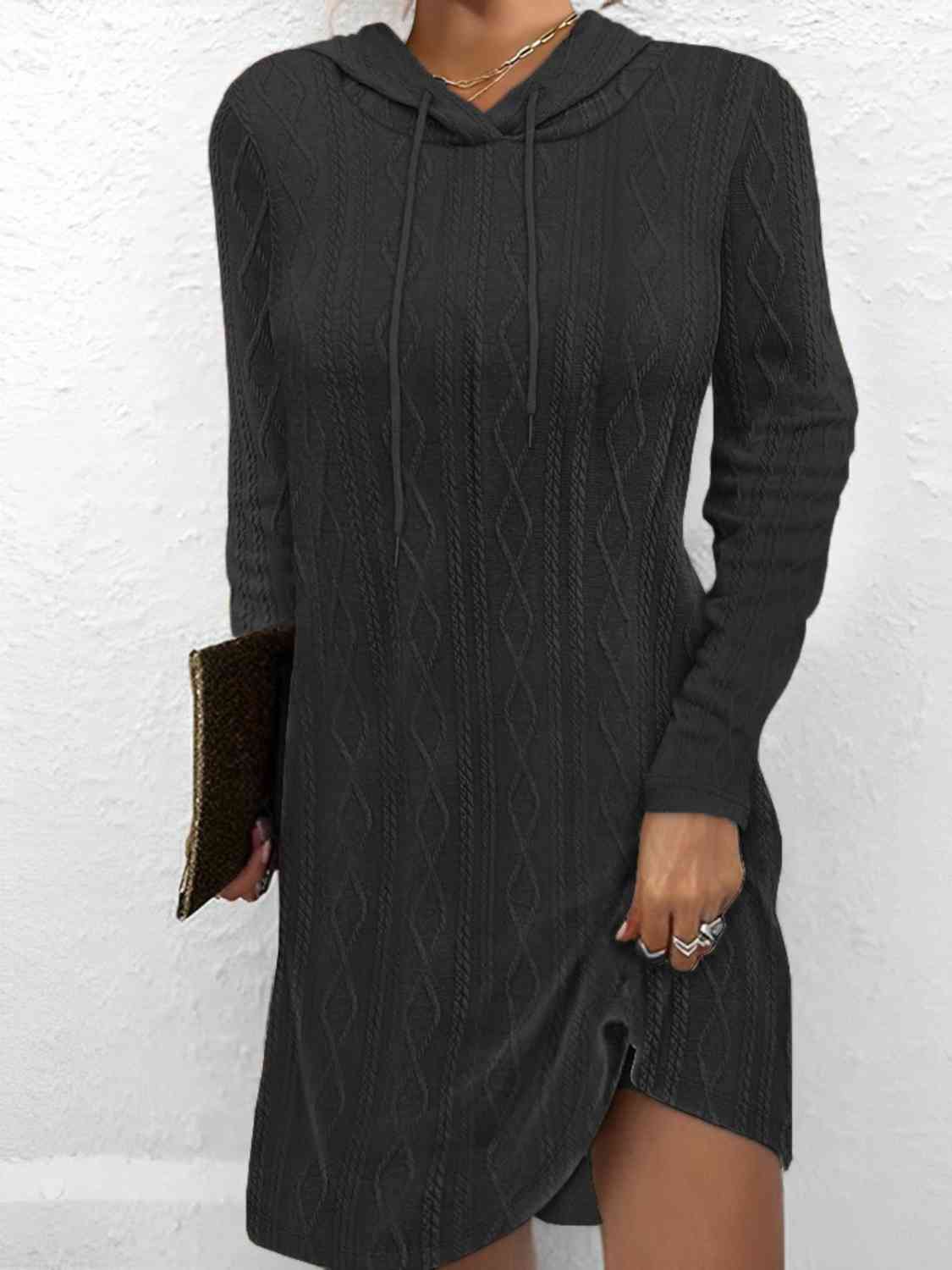 “The Aafia” Drawstring Hooded Sweater Dress