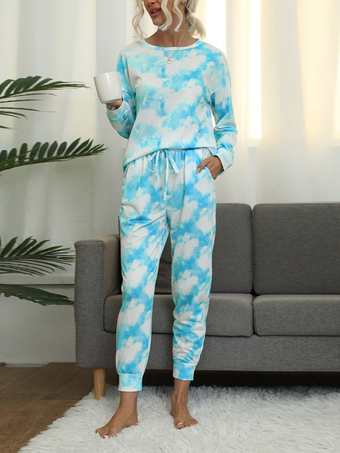 “The Guild” Tie-Dye Round Neck Top and Pants Lounge Set