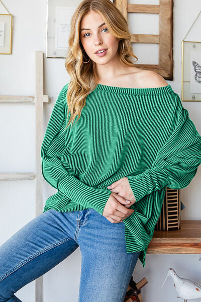 “The Green Mile” Exposed Seam Lantern Sleeve Top