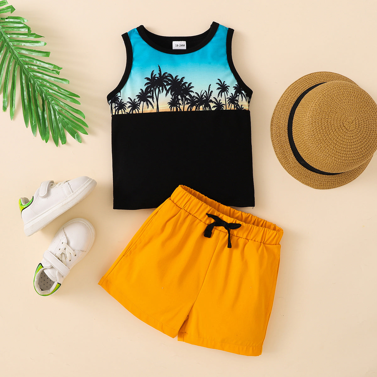 “Brickie Kids:Summer In Miami” Graphic Tank and Short Set