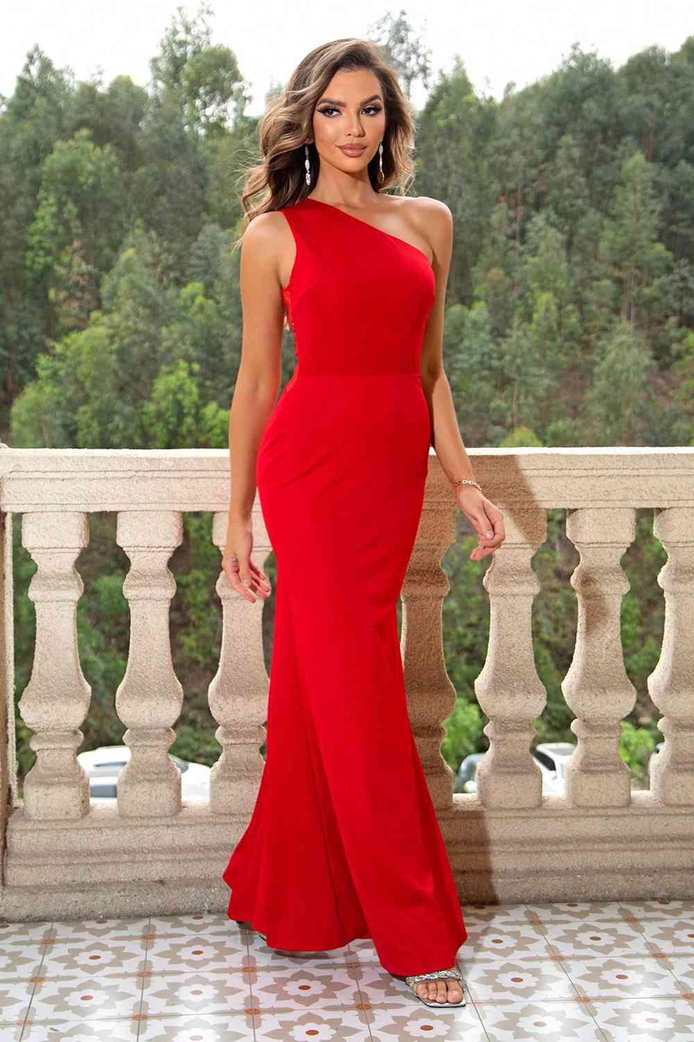 “The Mayor’s Ball” One-Shoulder Sleeveless Maxi Dress