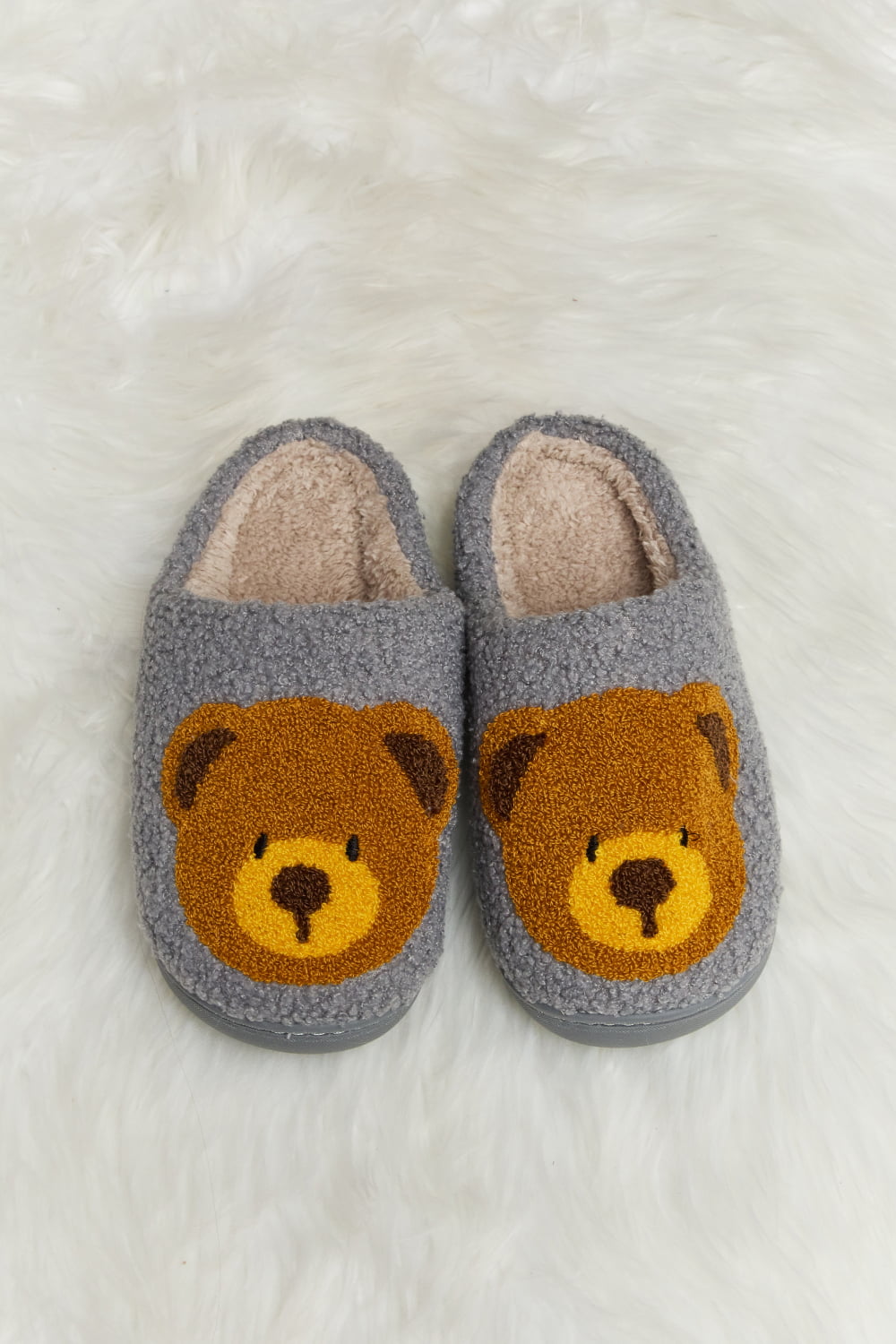 “The Teddy Bear” Print Plush Slide Slippers