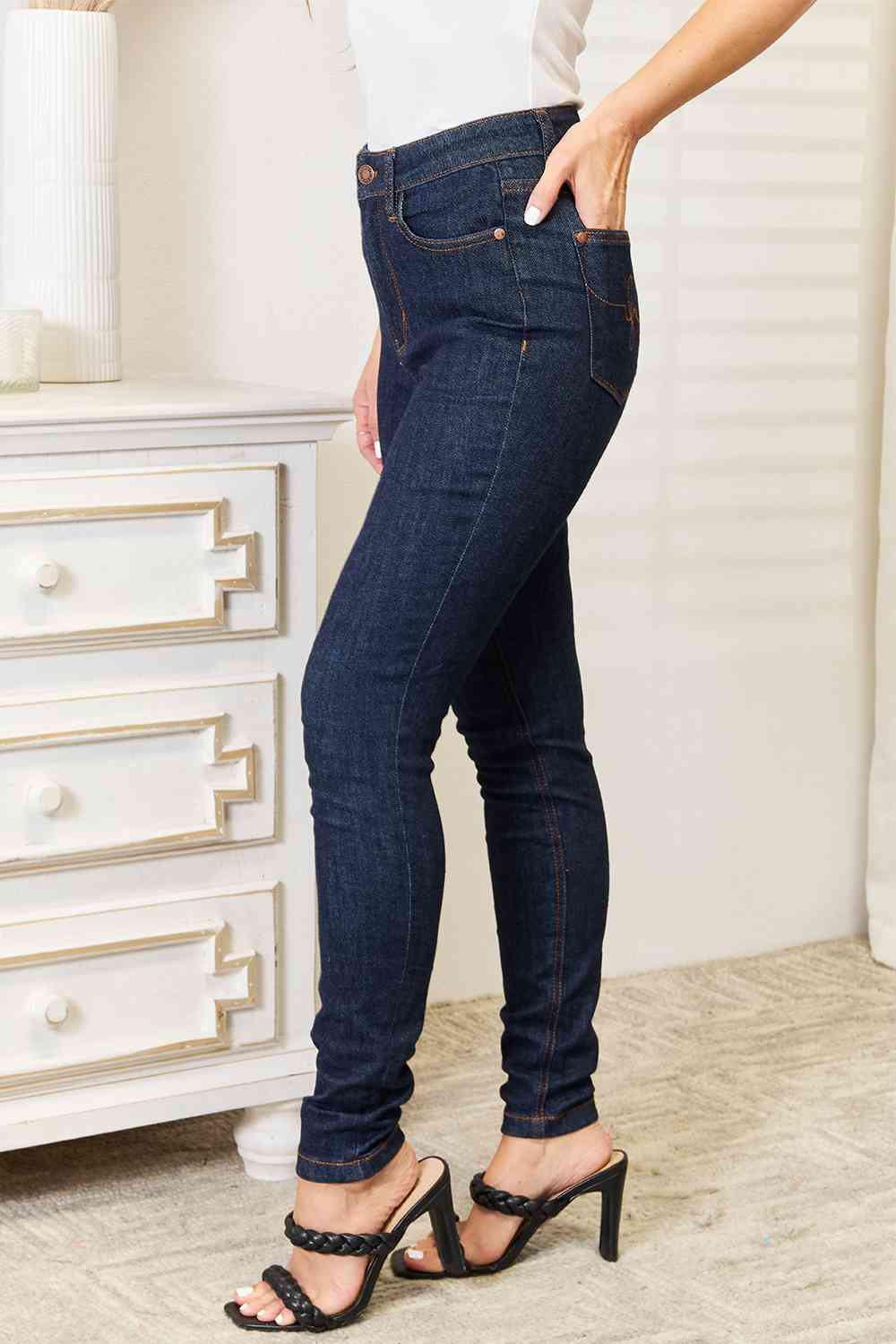 “The Perfect Fit” Full Size High Waist Pocket Embroidered Skinny Jeans