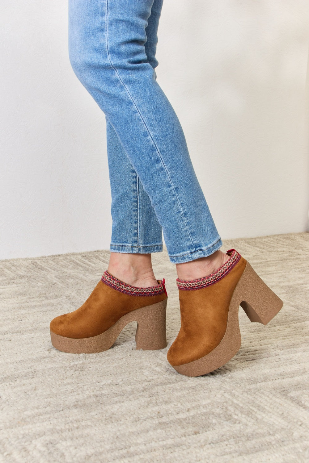 “The Clogger” Footwear Platform Suede Clog Heel