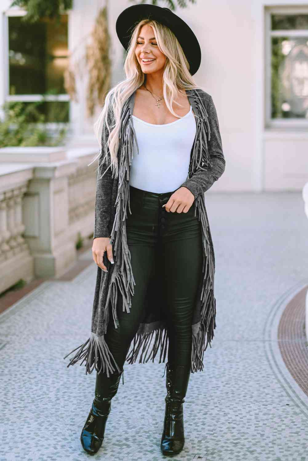 “The Maverick” Fringe Detail Long Sleeve Cardigan