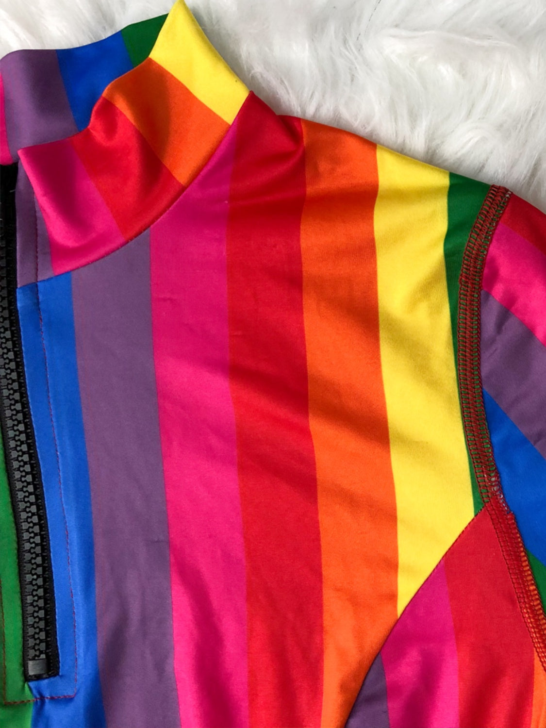 “The Rainbow Room” Contrast Half Zip Top and Brief Swim Set