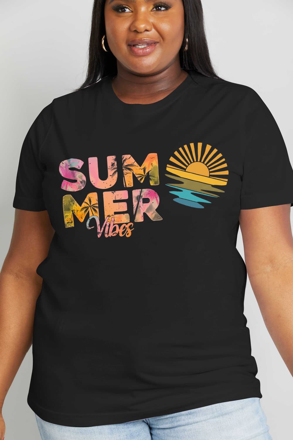 “The Summer Vibes” Full Size SUMMER VIBES Graphic Cotton Tee