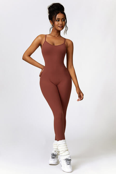 “The Pleasure Bae” Open Back Spaghetti Strap Sports Jumpsuit