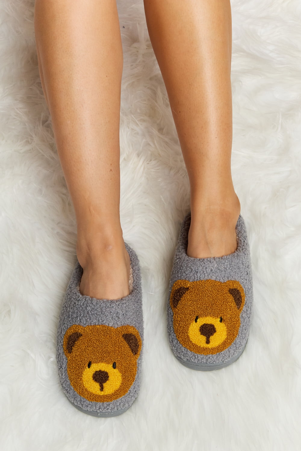 “The Teddy Bear” Print Plush Slide Slippers