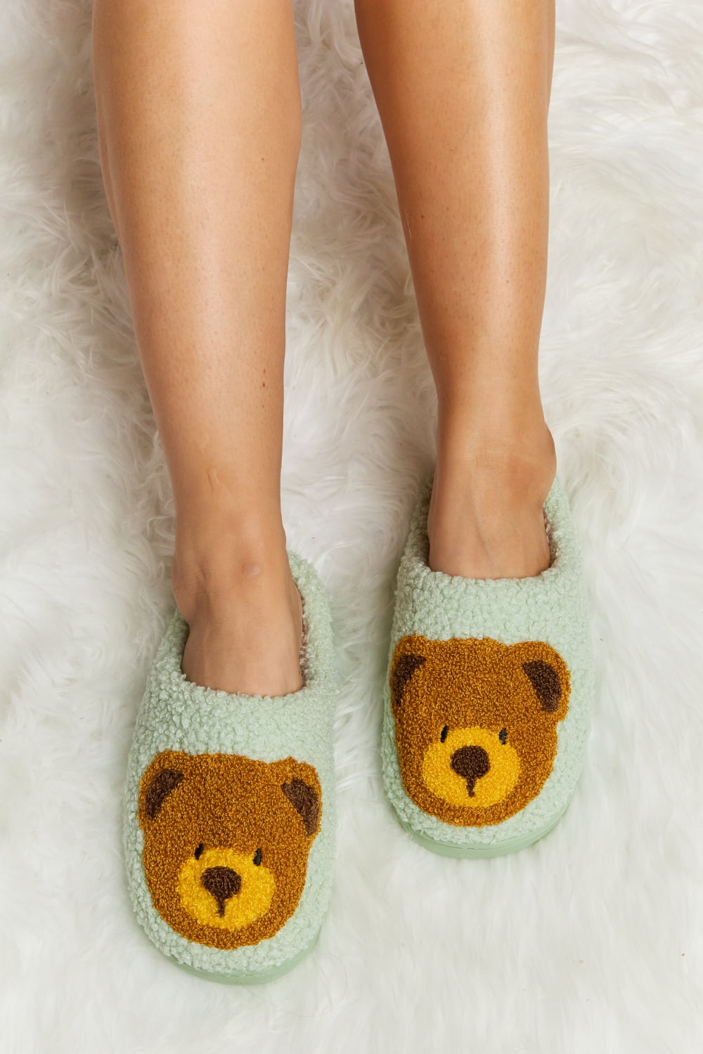 “The Teddy Bear” Print Plush Slide Slippers