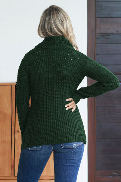 “The Debbie” Decorative Button Mock Neck Sweater