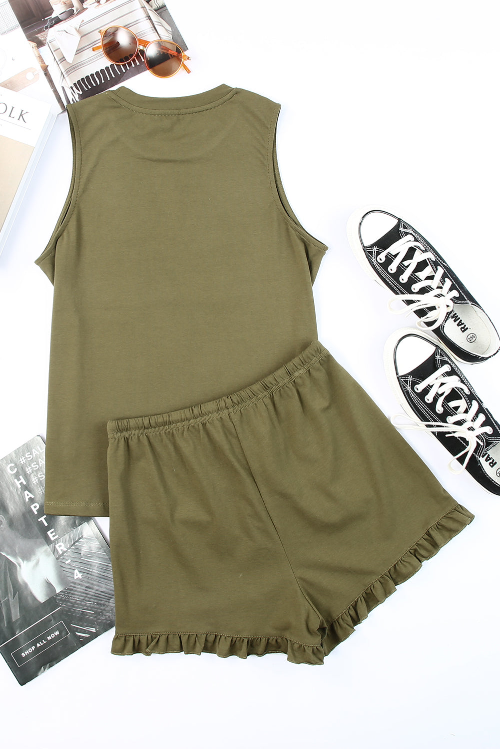 “The Lounge Moss” Round Neck Tank and Shorts Lounge Set