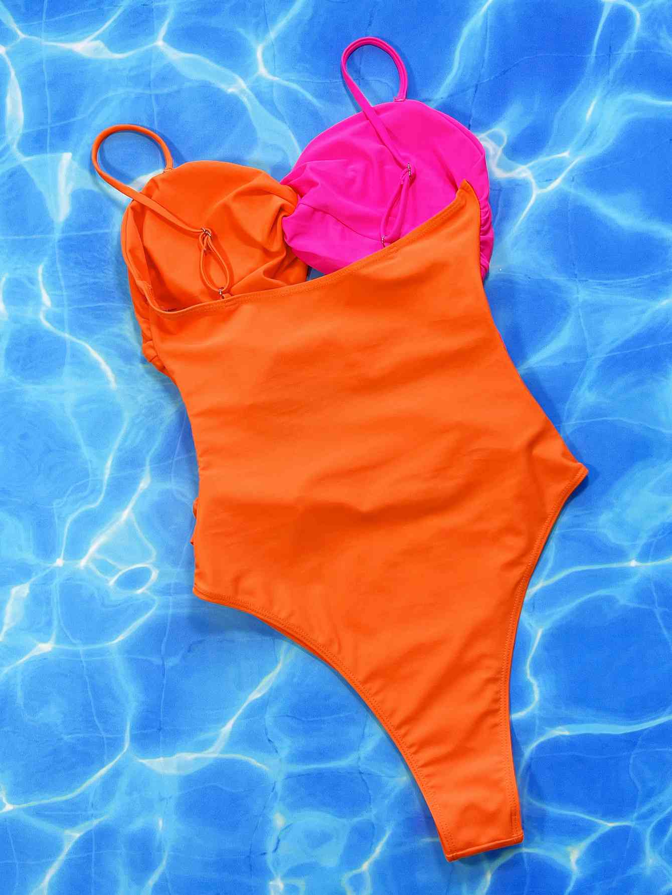 “The Sunset Beach” Two-Tone Twisted Cutout One-Piece Swimsuit