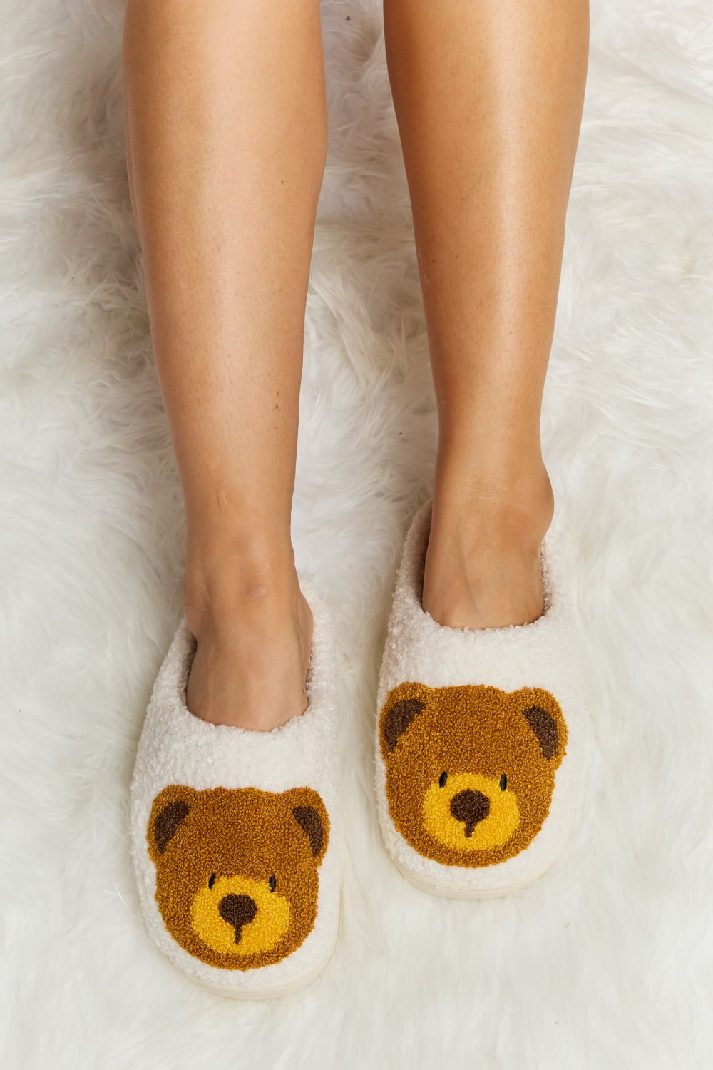 “The Teddy Bear” Print Plush Slide Slippers