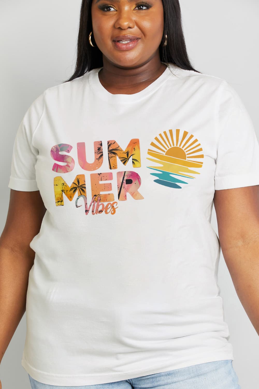 “The Summer Vibes” Full Size SUMMER VIBES Graphic Cotton Tee