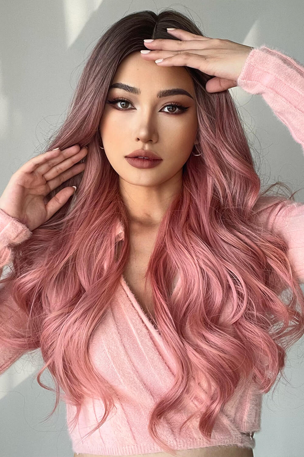 (Starlxght)Fashion Wave Synthetic Long Wigs in Pink 26''