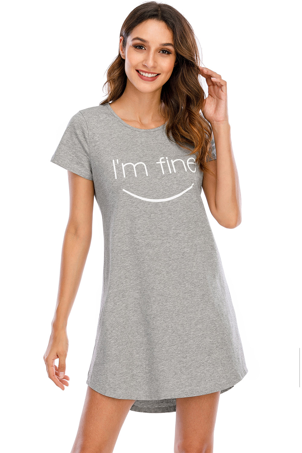 “The Sleep Graphics” Round Neck Short Sleeve Lounge Dress