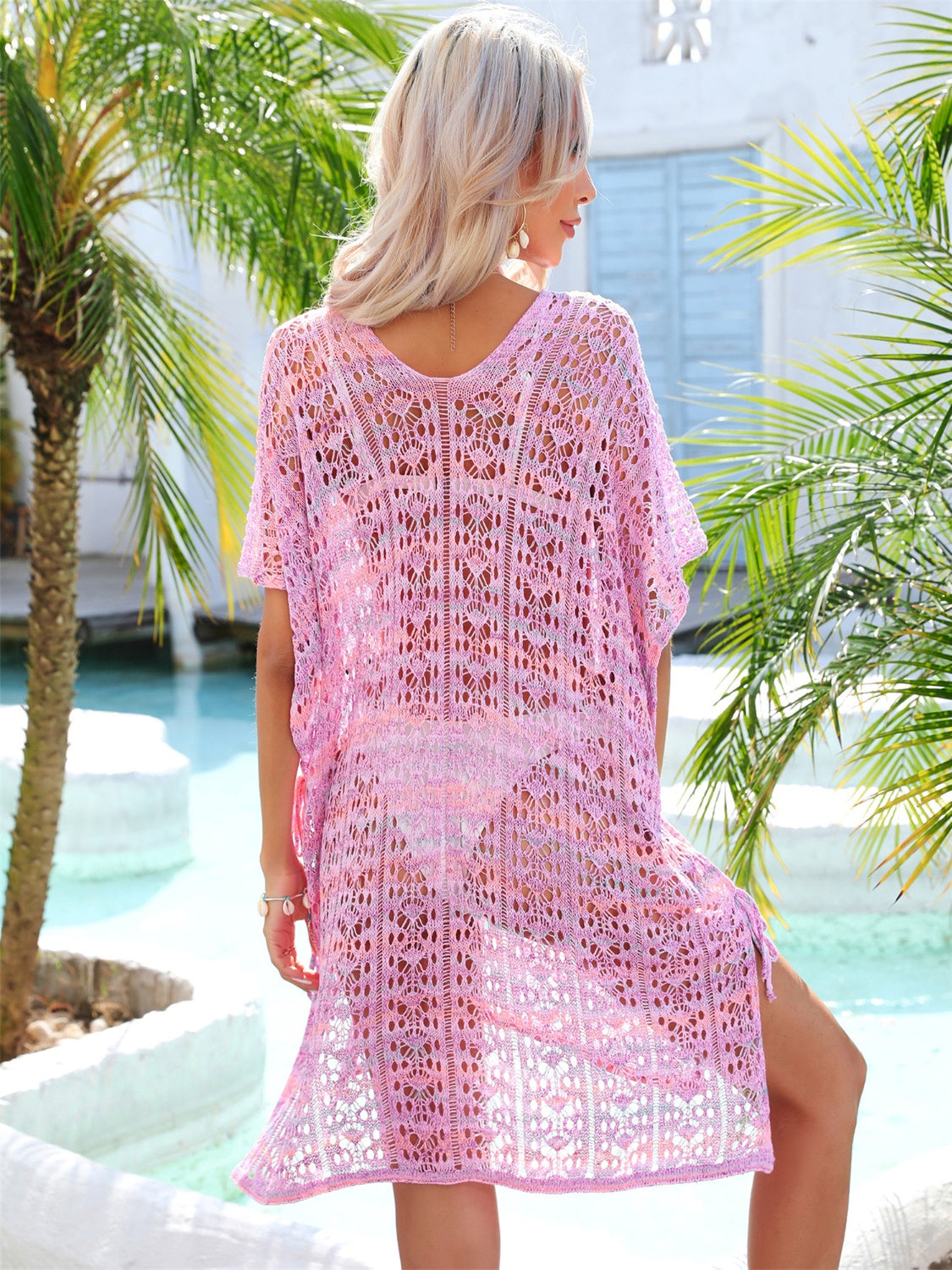 “The Bermuda” Slit Openwork V-Neck Cover Up