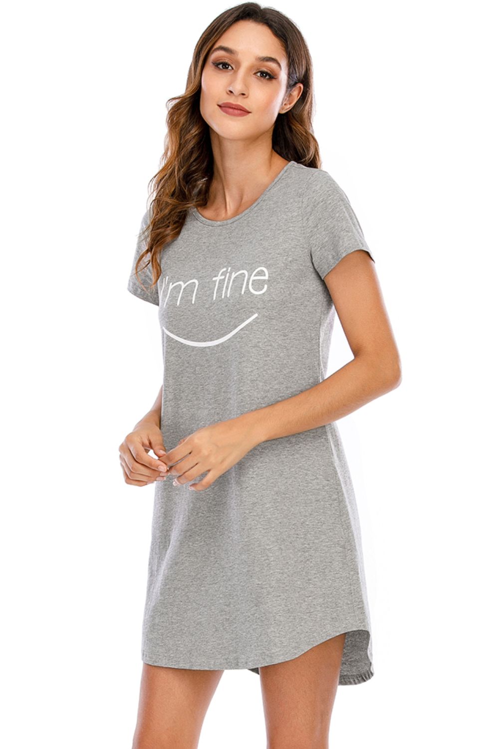 “The Sleep Graphics” Round Neck Short Sleeve Lounge Dress