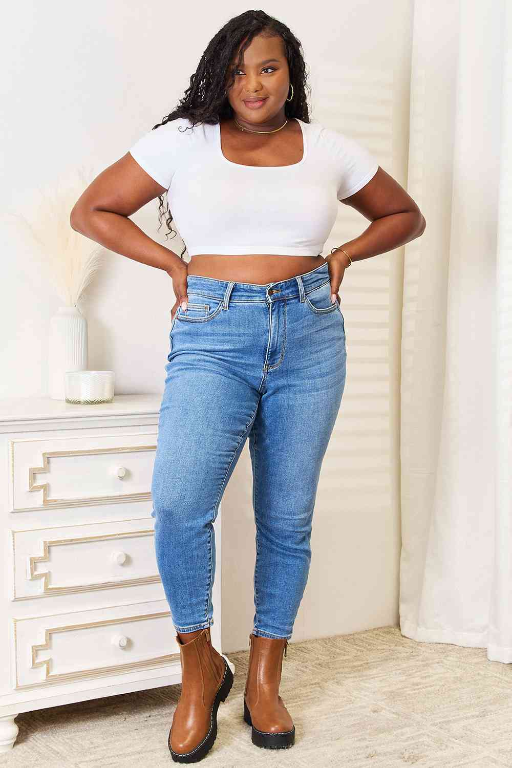 “The Thicque Chic” Full Size High Waist Skinny Jeans