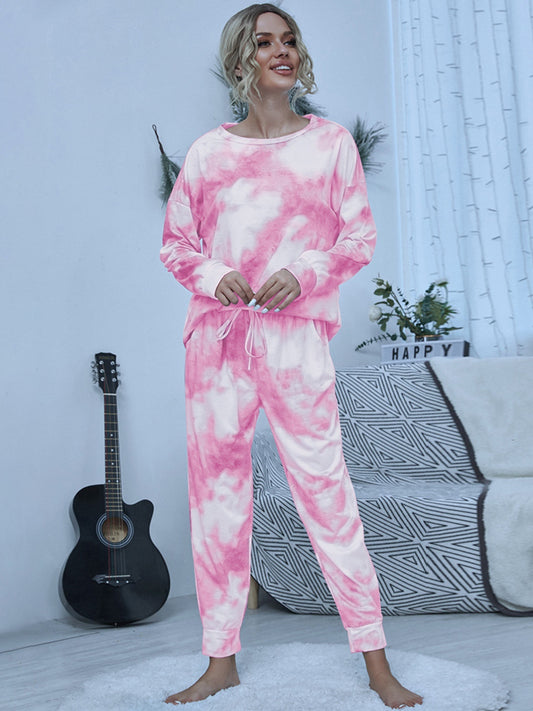 “The Guild” Tie-Dye Round Neck Top and Pants Lounge Set