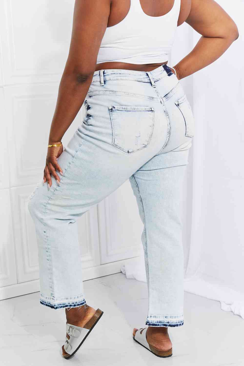 “The Critic” Full Size Camille Acid Wash Crop Straight Jeans