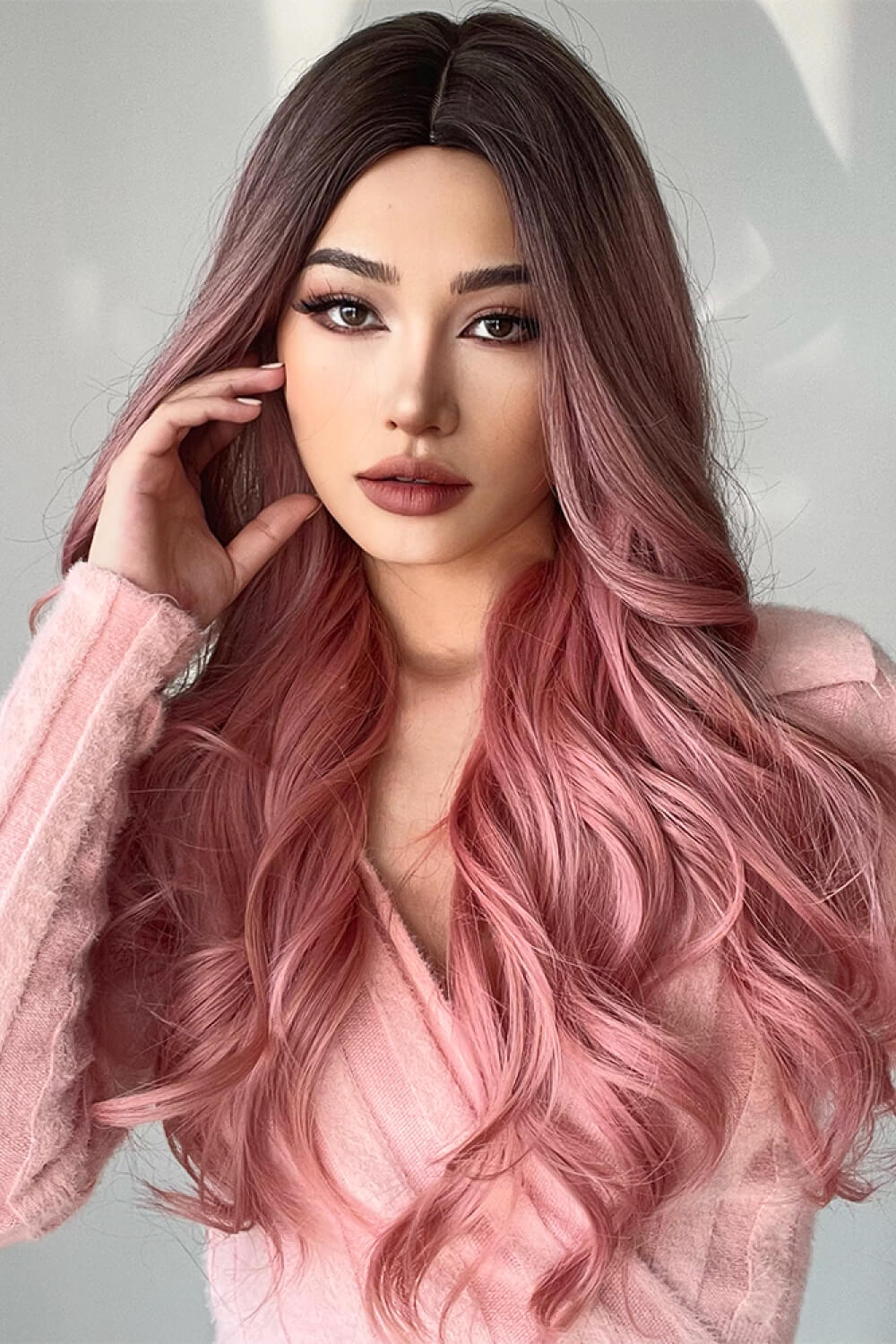 (Starlxght)Fashion Wave Synthetic Long Wigs in Pink 26''