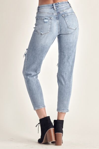 “The Edgy Chic” Distressed Slim Cropped Jeans