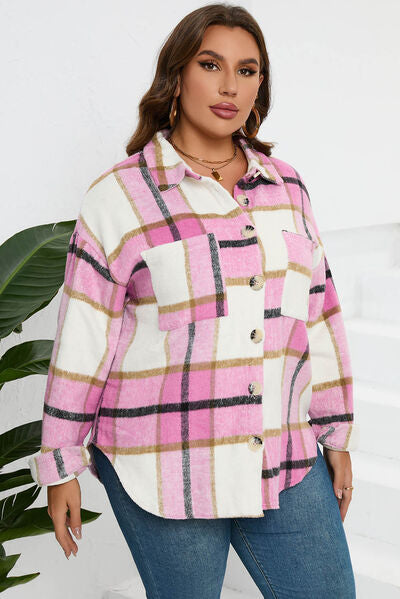 “The Range” Plaid Button Up Dropped Shoulder Jacket