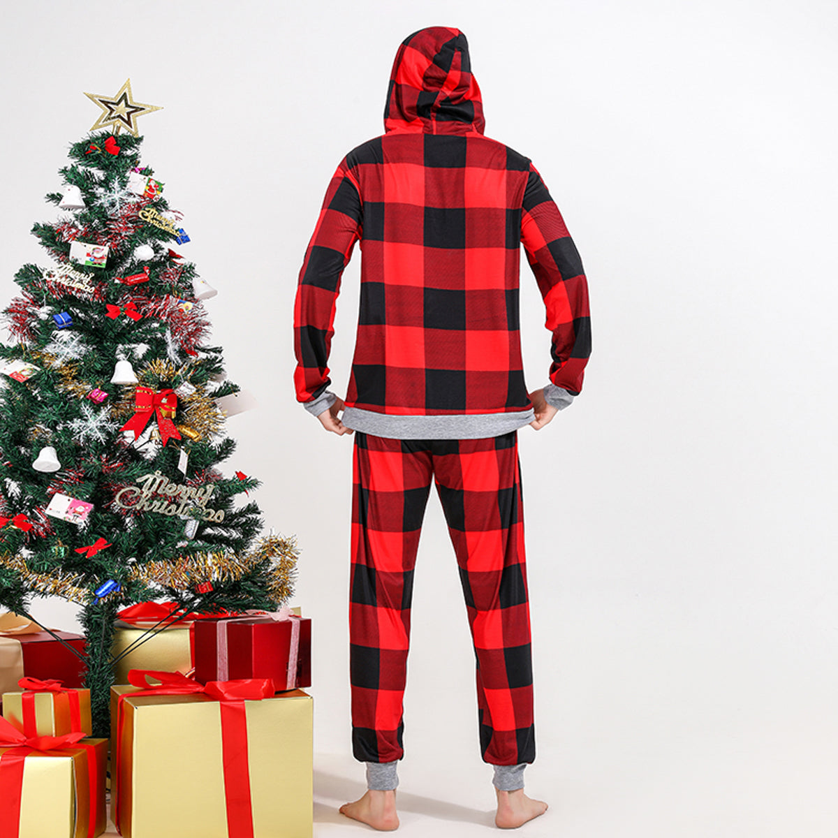 “THE DADDY BEAR” Graphic Hoodie and Plaid Pants Set