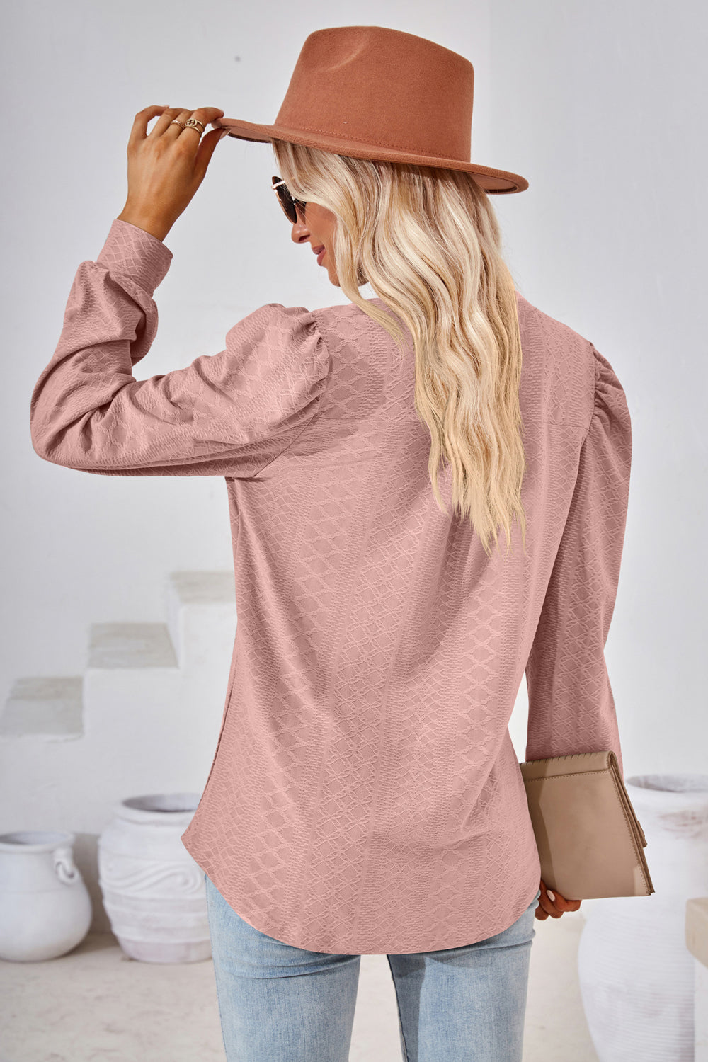 “The Visit To Indy” V-Neck Puff Sleeve Blouse