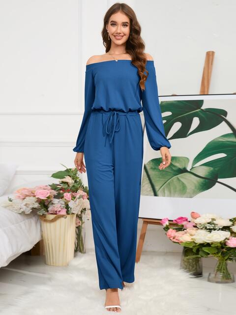 “The Wine & Cheesecake Fit” Off-Shoulder Straight Leg Jumpsuit