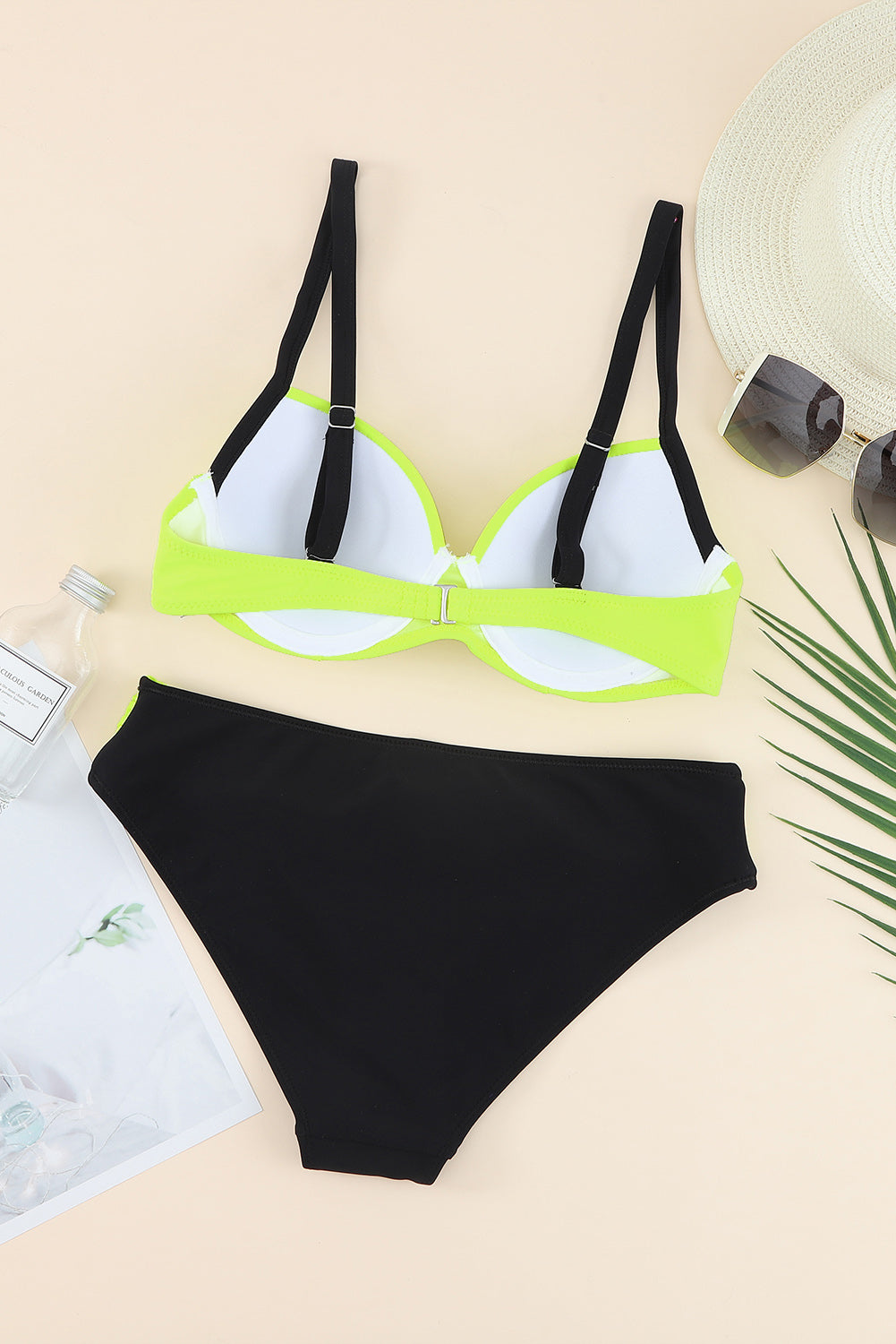 “The Contrast Sweetheart” Neck Bikini Set