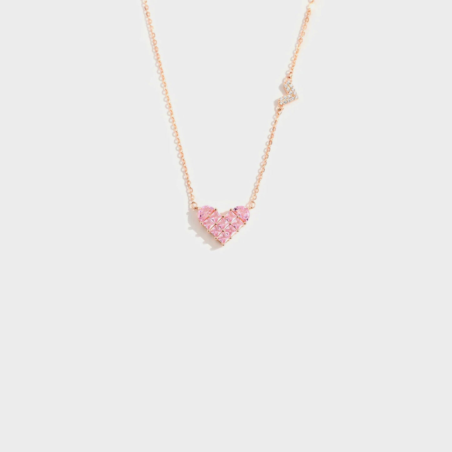 Brick Bling:Heart Shape Rose Gold-Plated Pendant Necklace